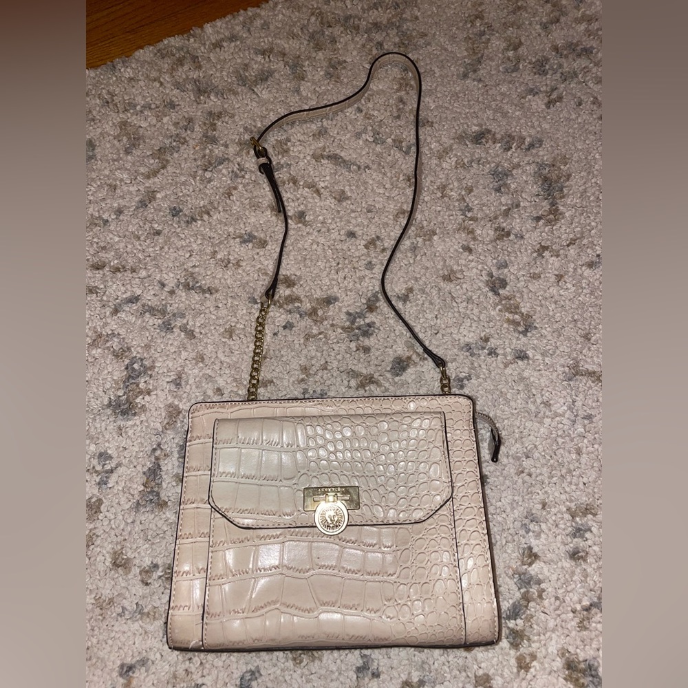 White and Klein Crossbody white crocodile pattern